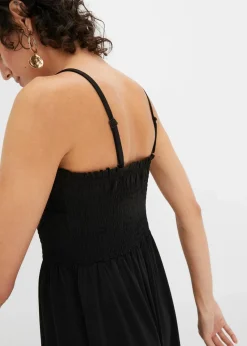 bonprix Bekleidung·Pullover & Strickjacken|Kleider^Gesmoktes Trägerkleid aus leichtem Crêpe schwarz
