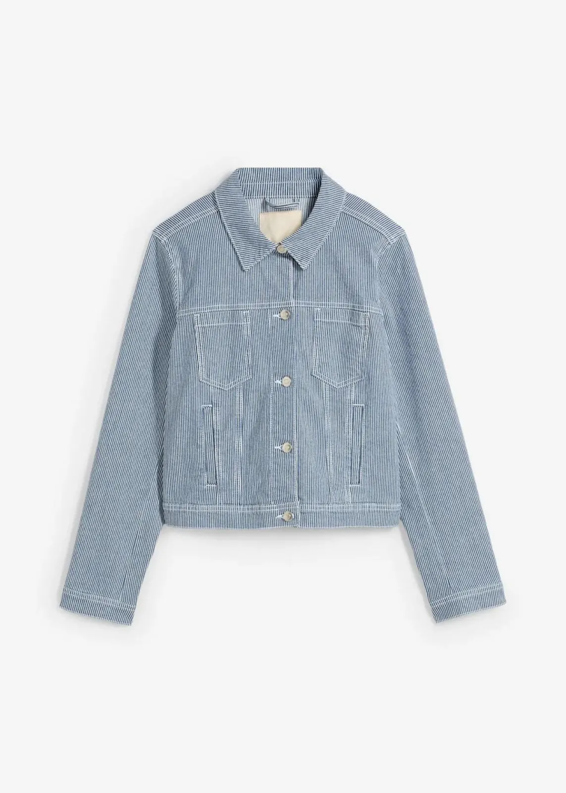 bonprix Jacken & Mäntel^gestreifte Jeansjacke, verkürzt blau/weiß gestreift