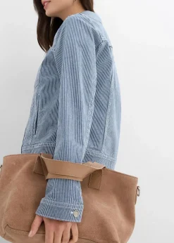 bonprix Jacken & Mäntel^gestreifte Jeansjacke, verkürzt blau/weiß gestreift