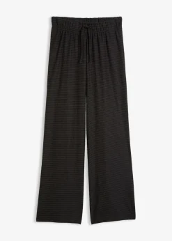 bonprix Bekleidung·Kleider|Hosen^Gestreifte Jersey-Hose mit Kordelzug aus Baumwoll-Mix anthrazit meliert/schwarz gestreift