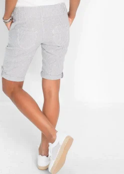 bonprix Shorts|Hosen^Gestreifte Shorts aus Leinen blau/wollweiß gestreift