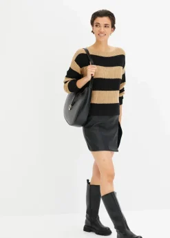 bonprix Bekleidung·Umstandsmode|Bekleidung·Jeans^Gestreifter Strickpullover new beige/schwarz gestreift