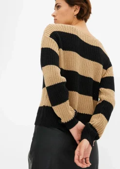 bonprix Bekleidung·Umstandsmode|Bekleidung·Jeans^Gestreifter Strickpullover new beige/schwarz gestreift