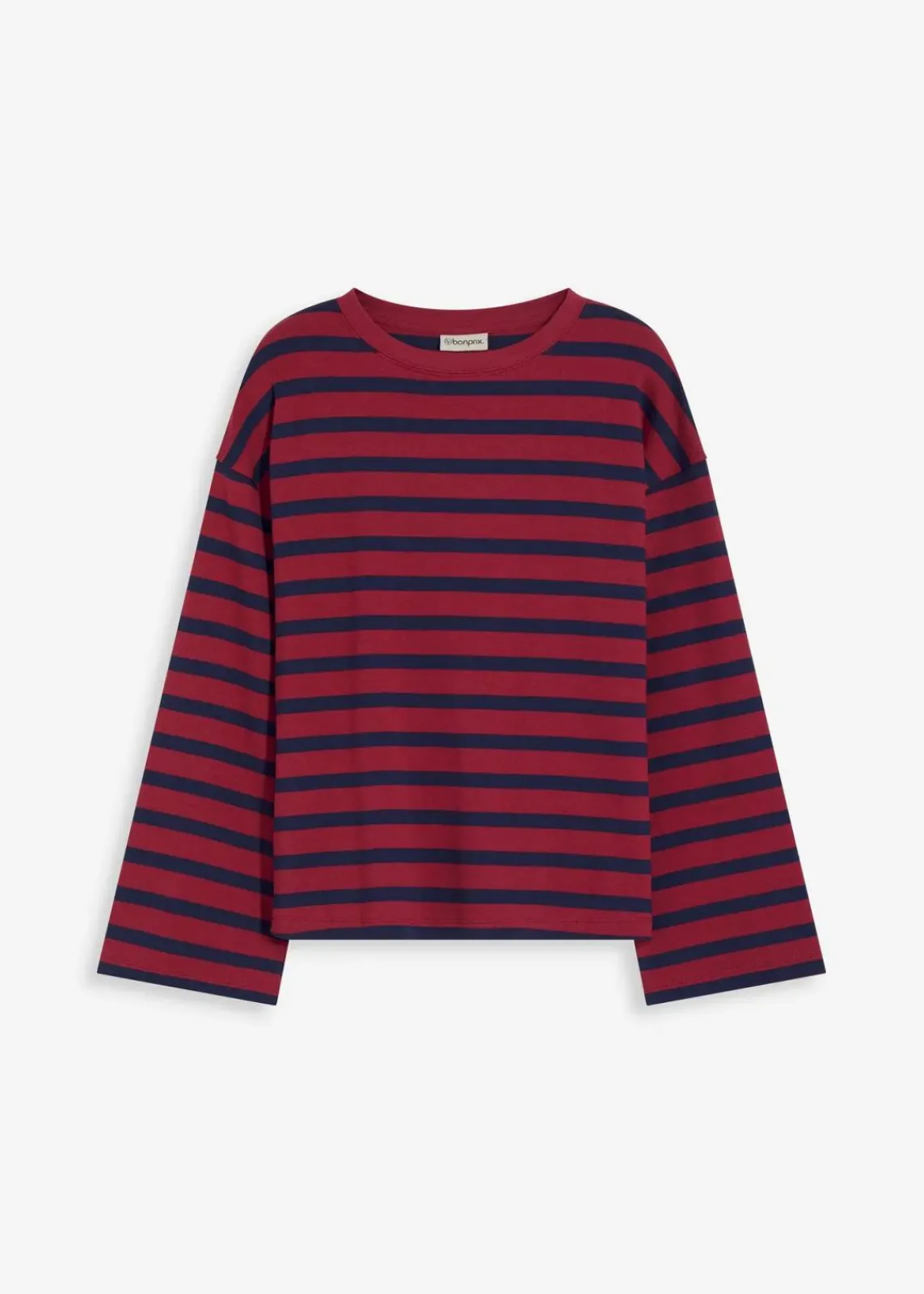 bonprix Nachhaltigere Materialien|Shirts & Tops^Gestreiftes Shirt aus reiner Bio-Baumwolle pflaumenrot/dunkelblau gestreift