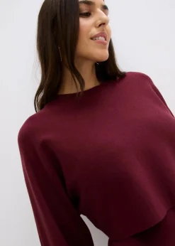 bonprix Kleider|Nachhaltigere Materialien^Gestricktes Kleiderset (2-tlg. Set) ahornrot