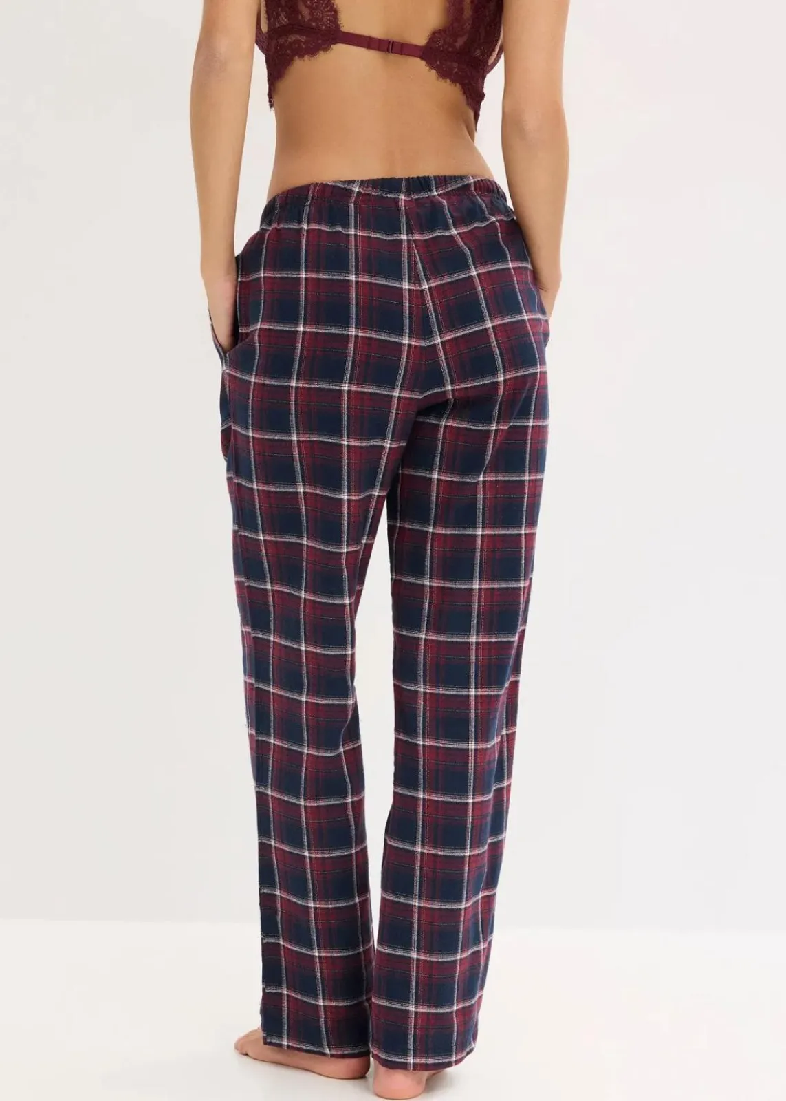 bonprix Wäsche·Nachtwäsche|Nachtwäsche^Gewebte Pyjamahose aus Flanell mit Geschenktasche ahornrot kariert