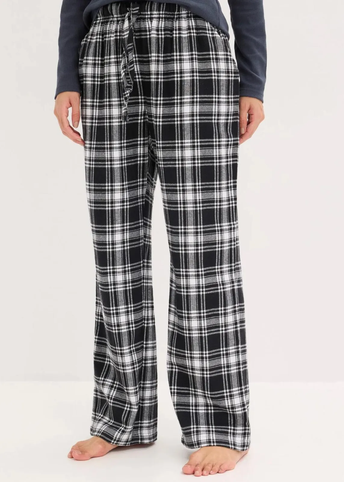 bonprix Wäsche·Nachtwäsche|Nachtwäsche^Gewebte Pyjamahose aus Flanell schwarz/weiß kariert