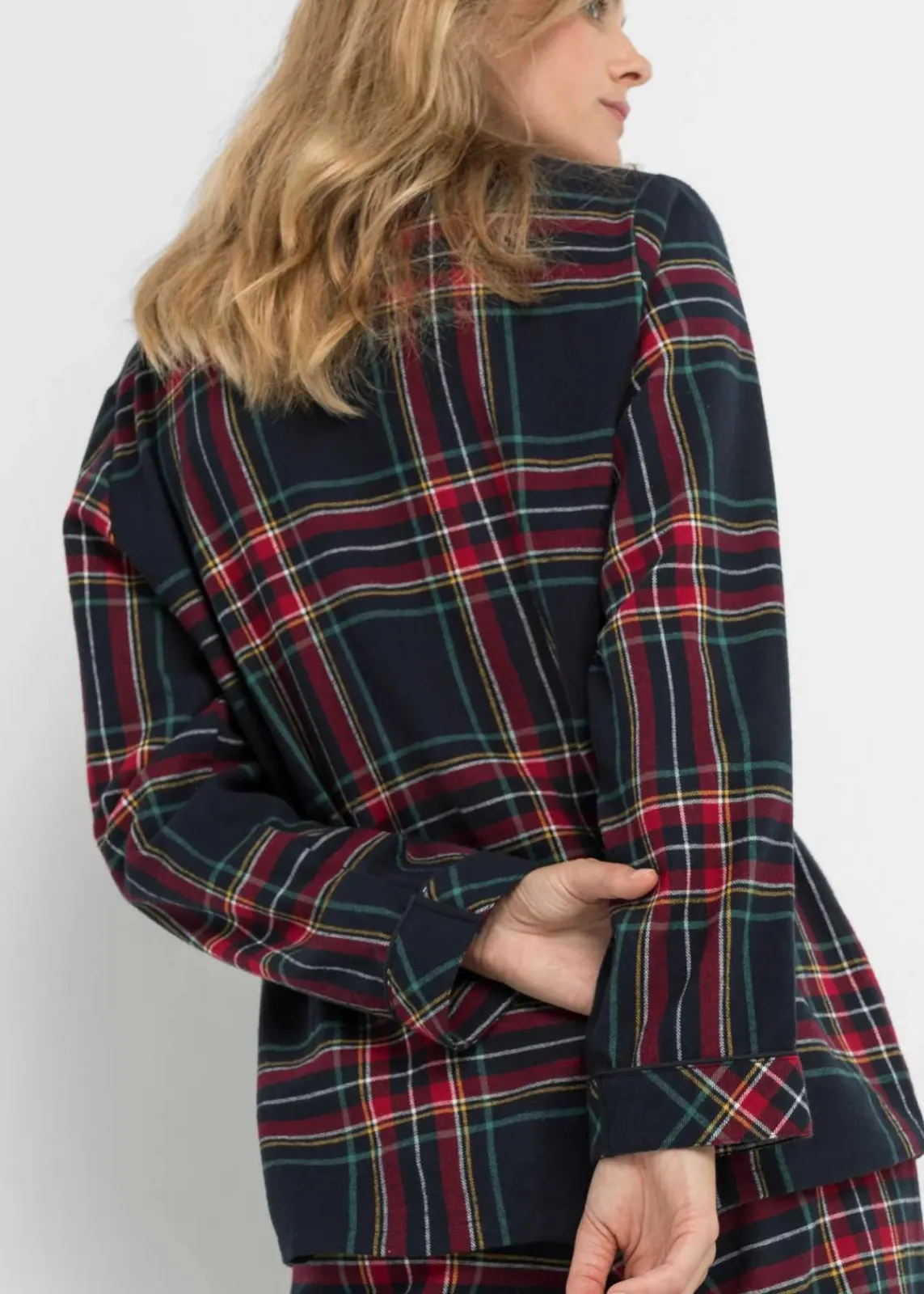 bonprix Wäsche·Nachtwäsche|Nachtwäsche^Gewebter Flanell Pyjama dunkelblau kariert