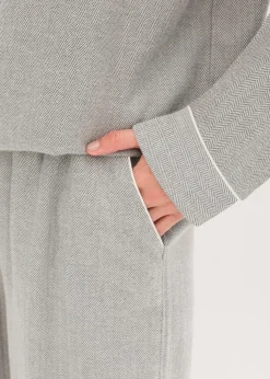 bonprix Wäsche·Nachtwäsche|Nachtwäsche^Gewebter Flanell Pyjama mit Fischgrätmuster anthrazit gemustert