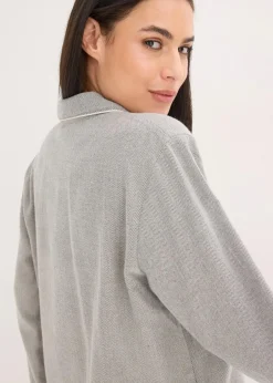 bonprix Wäsche·Nachtwäsche|Nachtwäsche^Gewebter Flanell Pyjama mit Fischgrätmuster anthrazit gemustert