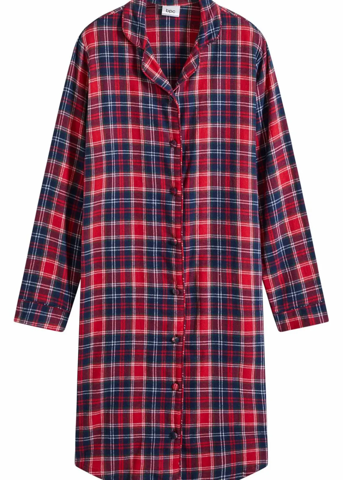 bonprix Wäsche·Nachtwäsche|Nachtwäsche^Gewebtes Nachthemd aus Flanell mit Knopfleiste rot kariert