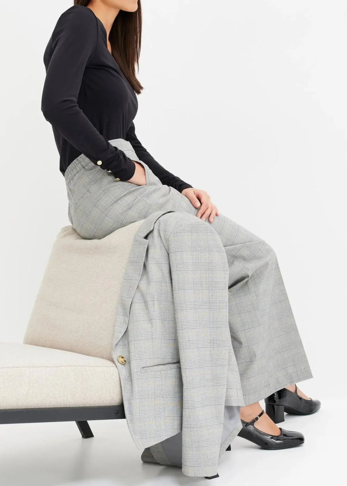 bonprix Blazer|Bekleidung·Basics^Glencheck Blazer schwarz/sand kariert