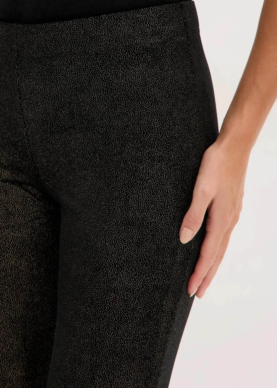 bonprix Hosen|Bekleidung·Kleider^Glitzer Leggings aus Samt schwarz/gold