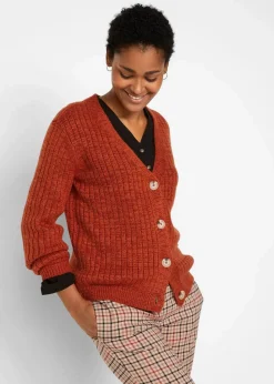 bonprix Bekleidung·Umstandsmode|Bekleidung·Jeans^Grobe Strickjacke mit recycelter Baumwolle rostbraun meliert