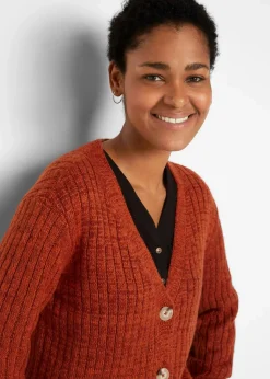 bonprix Bekleidung·Umstandsmode|Bekleidung·Jeans^Grobe Strickjacke mit recycelter Baumwolle rostbraun meliert