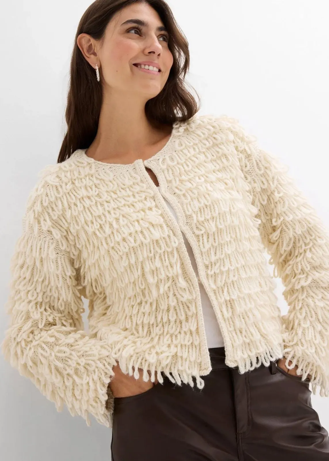 bonprix Bekleidung·Umstandsmode|Bekleidung·Jeans^Grobstrickjacke natur