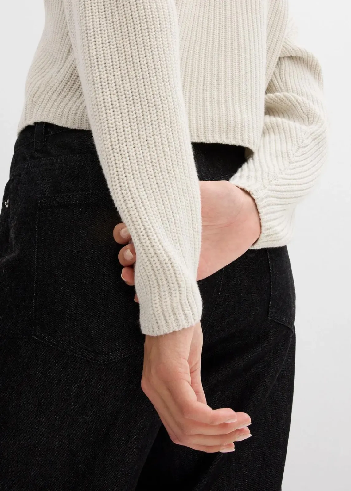 bonprix Bekleidung·Umstandsmode|Strickmode^Grobstrickjacke aus reiner Baumwolle wollweiß meliert