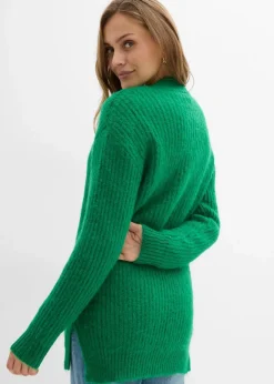bonprix Bekleidung·Jeans|Pullover & Strickjacken^Grobstrickjacke aus weichem Wollmix edelsteingrün