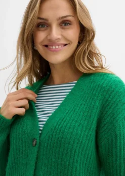 bonprix Bekleidung·Jeans|Pullover & Strickjacken^Grobstrickjacke aus weichem Wollmix edelsteingrün