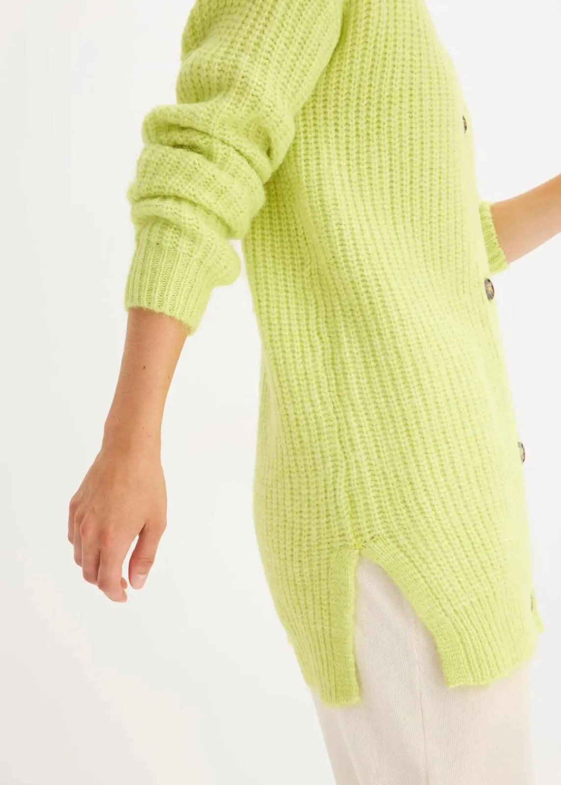 bonprix Bekleidung·Jeans|Pullover & Strickjacken^Grobstrickjacke aus weichem Wollmix mintgrün