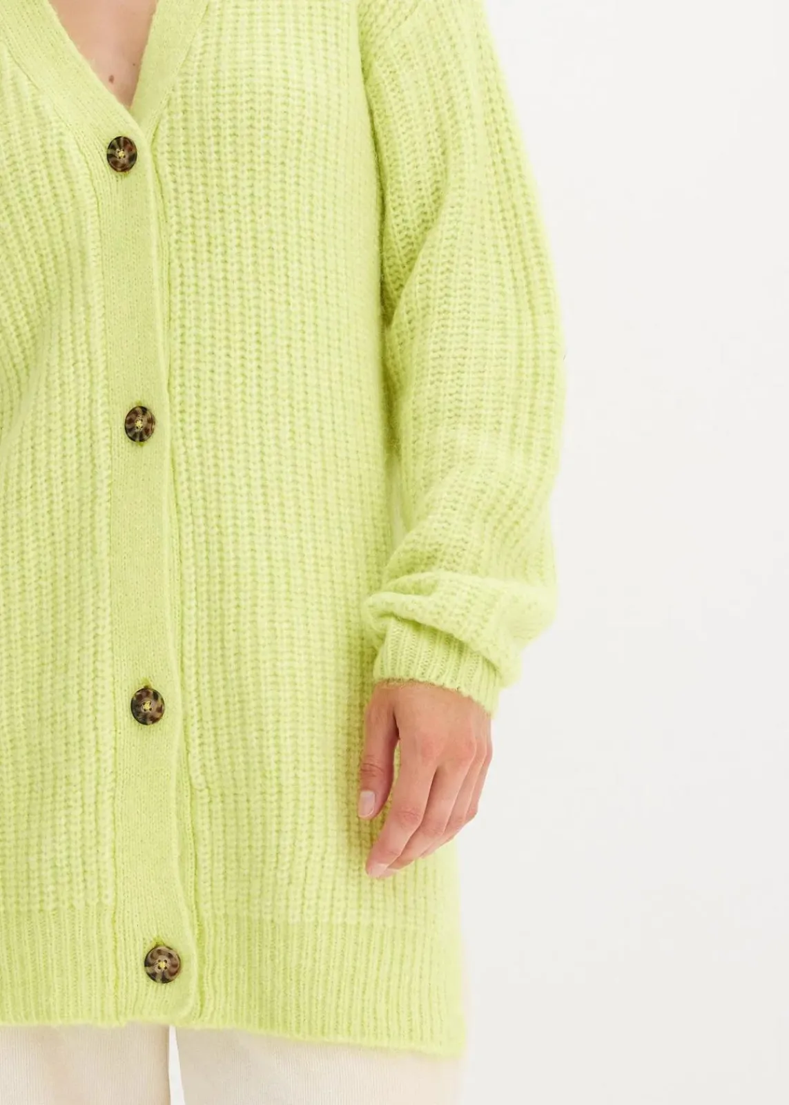 bonprix Bekleidung·Jeans|Pullover & Strickjacken^Grobstrickjacke aus weichem Wollmix mintgrün