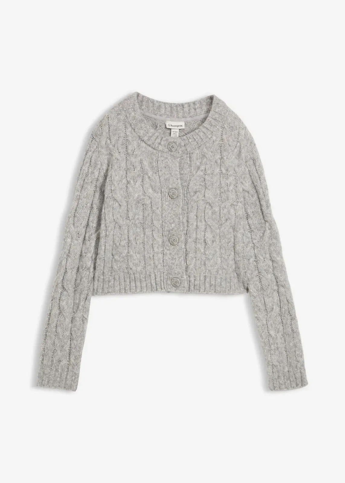 bonprix Strickmode|Pullover & Strickjacken^Grobstrickjacke aus weichem Woll-Mix hellgrau meliert