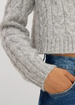 bonprix Strickmode|Pullover & Strickjacken^Grobstrickjacke aus weichem Woll-Mix hellgrau meliert