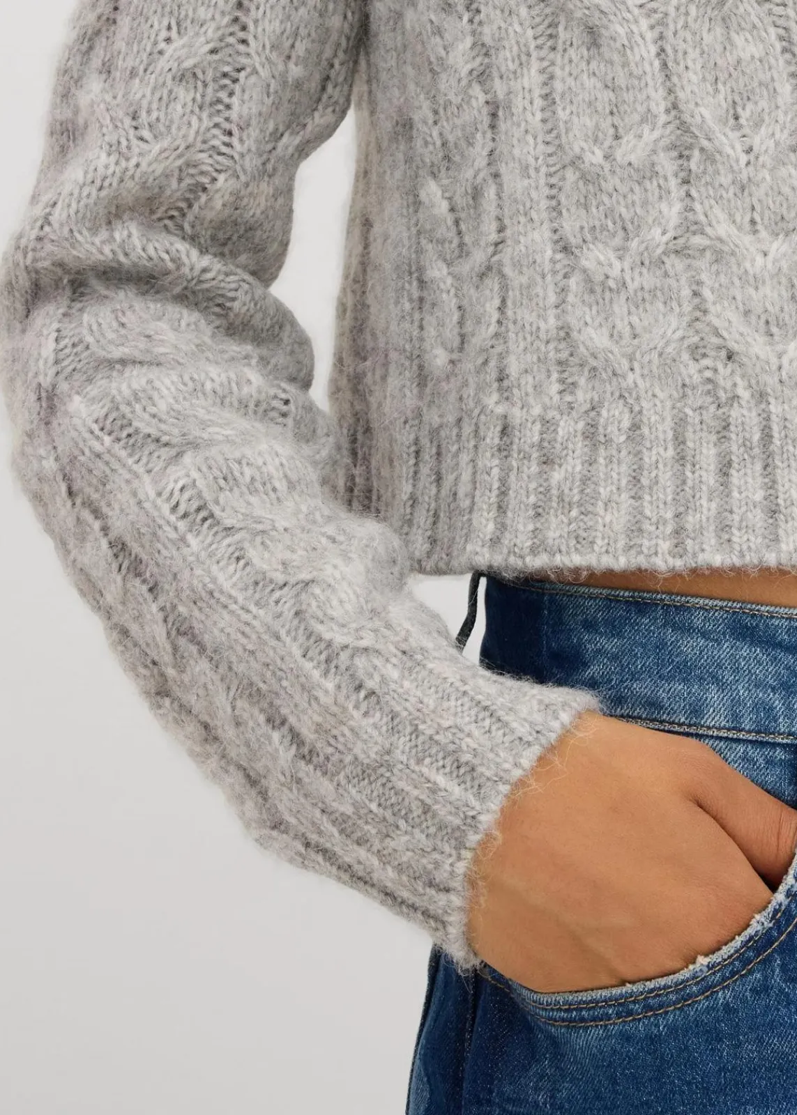 bonprix Strickmode|Pullover & Strickjacken^Grobstrickjacke aus weichem Woll-Mix hellgrau meliert