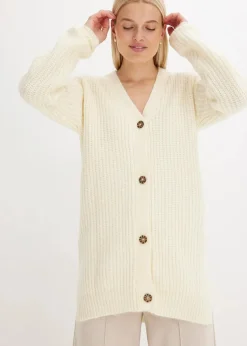 bonprix Bekleidung·Jeans|Pullover & Strickjacken^Grobstrickjacke aus weichem Wollmix cremeweiß