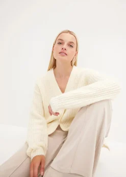 bonprix Bekleidung·Jeans|Pullover & Strickjacken^Grobstrickjacke aus weichem Wollmix cremeweiß