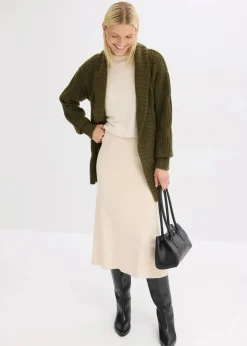 bonprix Bekleidung·Umstandsmode|Bekleidung·Jeans^Grobstrickjacke mit Zopfmuster erdoliv