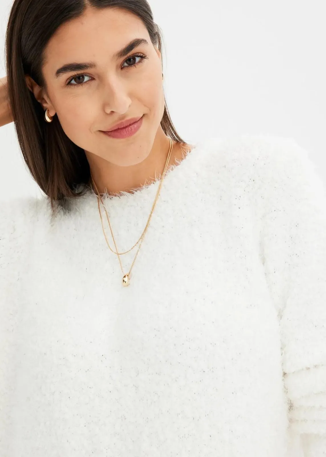 bonprix Pullover & Strickjacken|Bekleidung·Jeans^Grobstrick-Pullover weiß