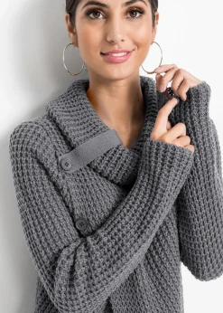 bonprix Bekleidung·Umstandsmode|Bekleidung·Jeans^Grobstrick-Pullover dunkelgrau meliert