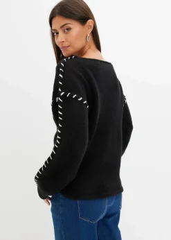 bonprix Bekleidung·Umstandsmode|Bekleidung·Jeans^Grobstrick-Pullover schwarz/cremeweiß