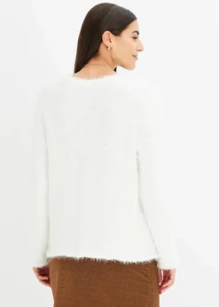 bonprix Pullover & Strickjacken|Bekleidung·Jeans^Grobstrick-Pullover wollweiß