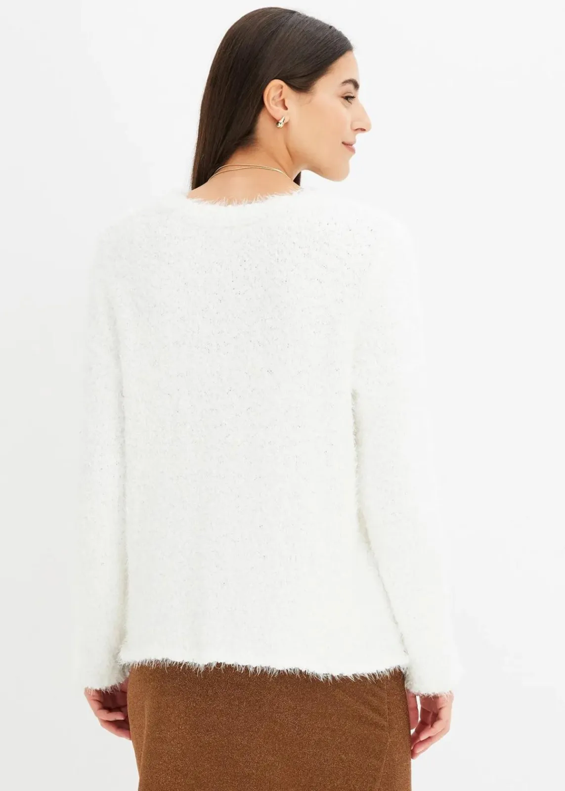 bonprix Pullover & Strickjacken|Bekleidung·Jeans^Grobstrick-Pullover wollweiß