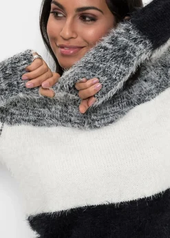 bonprix Bekleidung·Umstandsmode|Bekleidung·Jeans^Grobstrick-Pullover schwarz/weiß gestreift