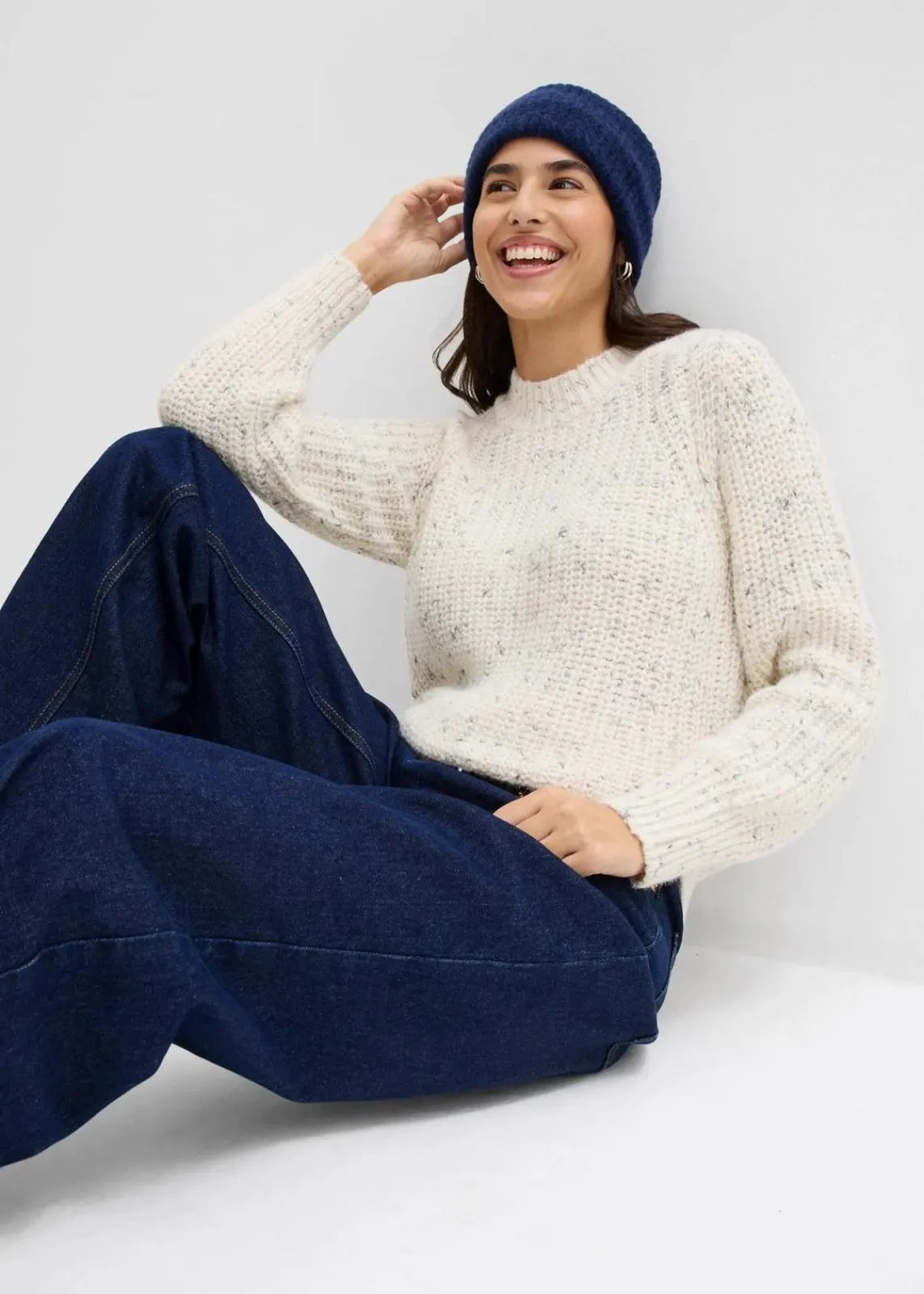 bonprix Bekleidung·Umstandsmode|Bekleidung·Jeans^Grobstrick-Pullover naturbeige/anthrazit