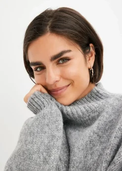 bonprix Bekleidung·Umstandsmode|Bekleidung·Jeans^Grobstrick-Pullover grau meliert