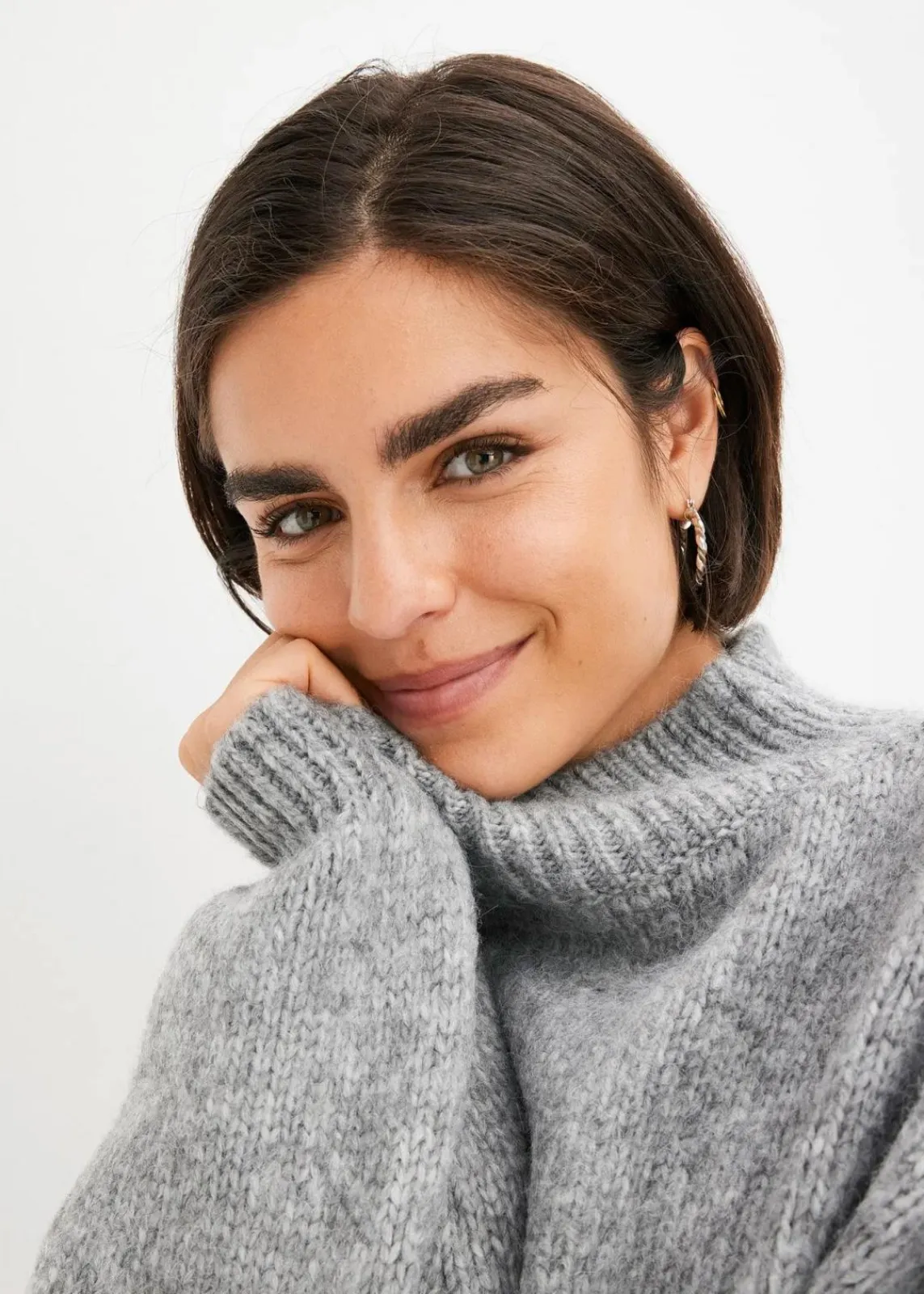 bonprix Bekleidung·Umstandsmode|Bekleidung·Jeans^Grobstrick-Pullover grau meliert