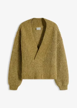 bonprix Bekleidung·Umstandsmode|Bekleidung·Jeans^Grobstrick-Pullover mistelgrün meliert