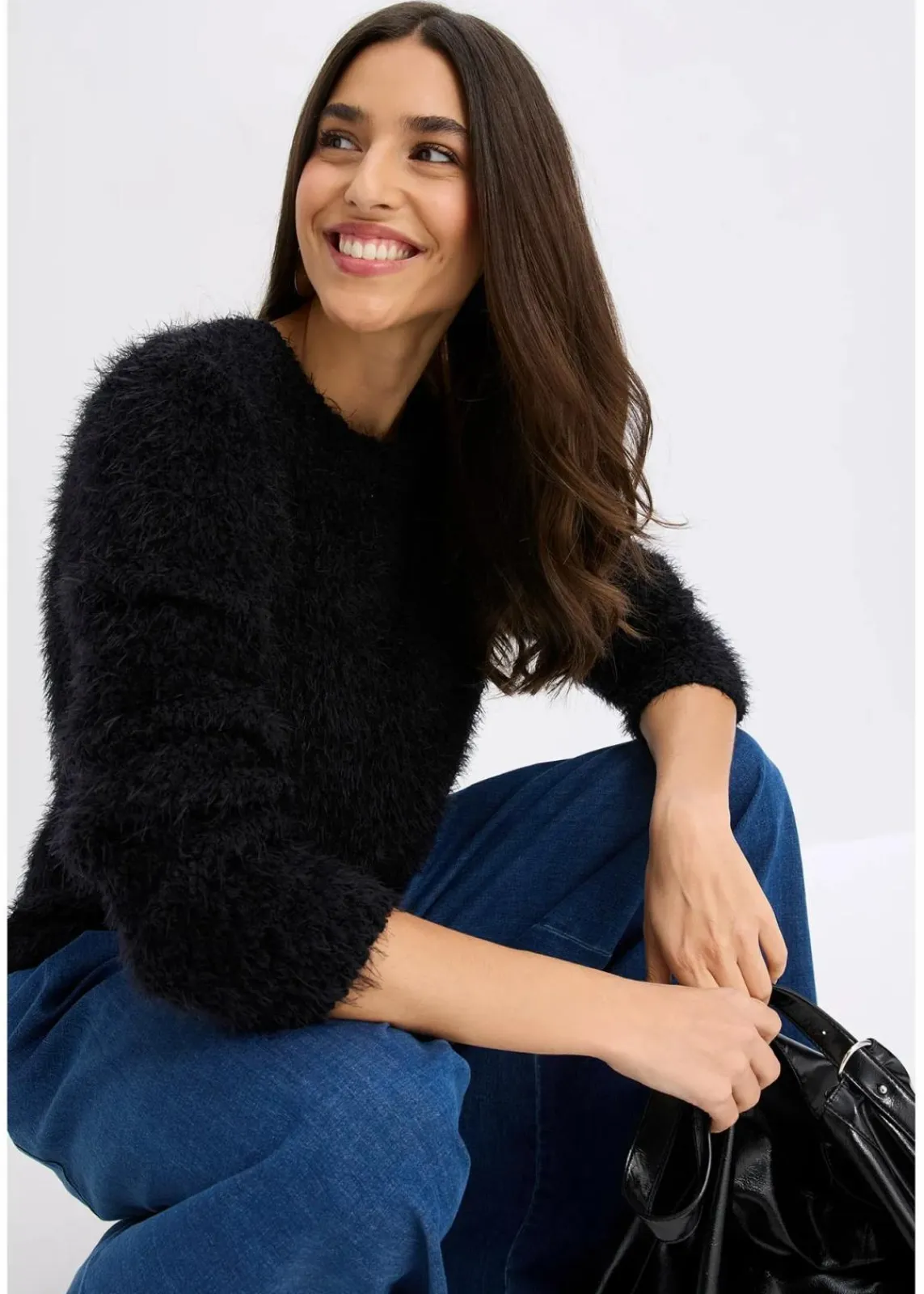 bonprix Bekleidung·Umstandsmode|Strickmode^Grobstrick-Pullover schwarz