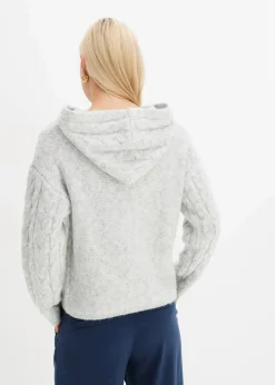 bonprix Nachhaltigere Materialien|Pullover & Strickjacken^Grobstrick-Pullover aus weichem Woll-Mix hellgrau meliert