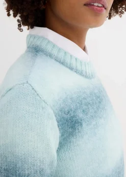 bonprix Bekleidung·Umstandsmode|Strickmode^Grobstrick-Pullover aus weichem Woll-Mix aquapastell/graublau/softsalbei/jeansblau gestreift