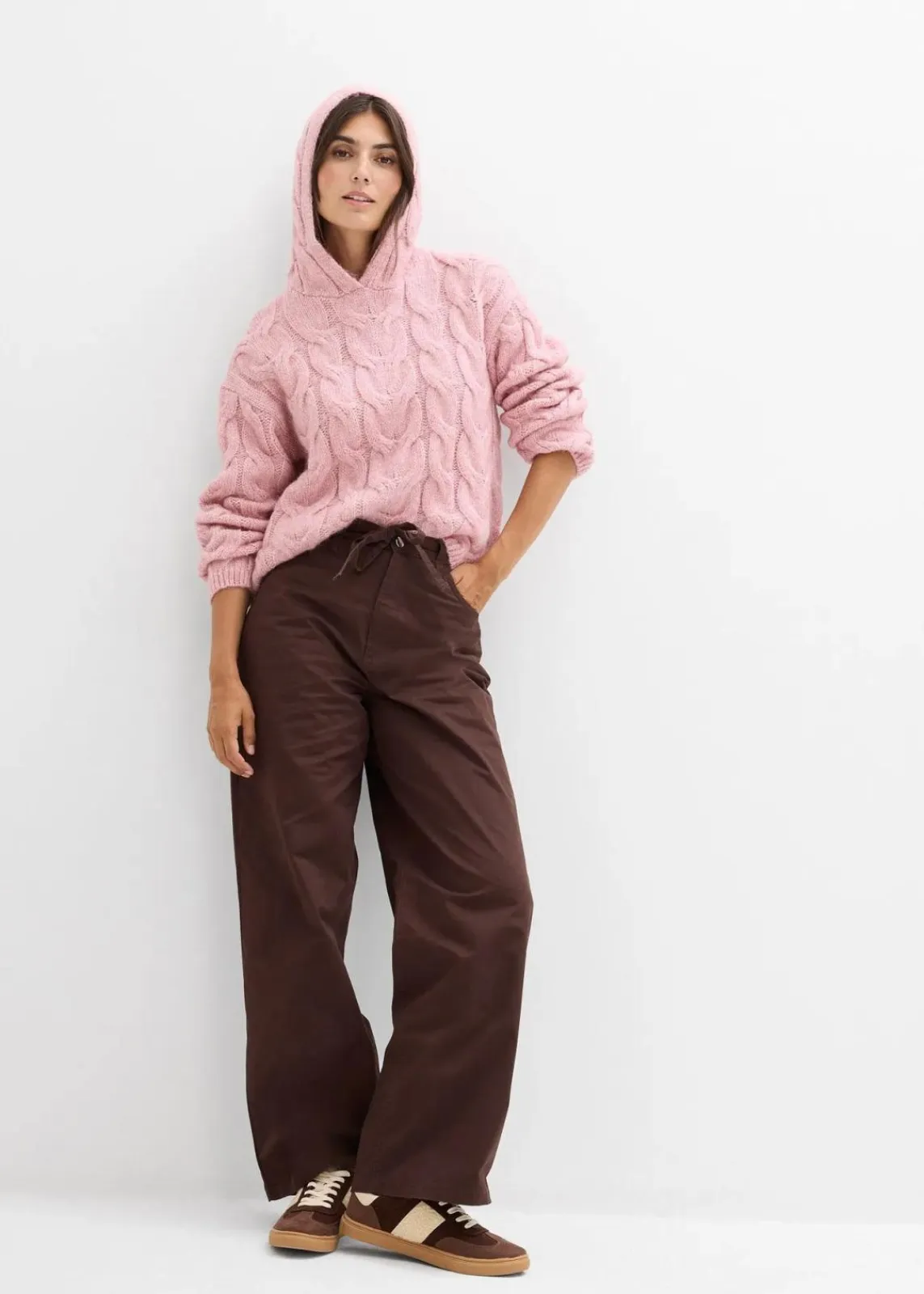 bonprix Strickmode|Pullover & Strickjacken^Grobstrick-Pullover aus weichem Woll-Mix aschrosa