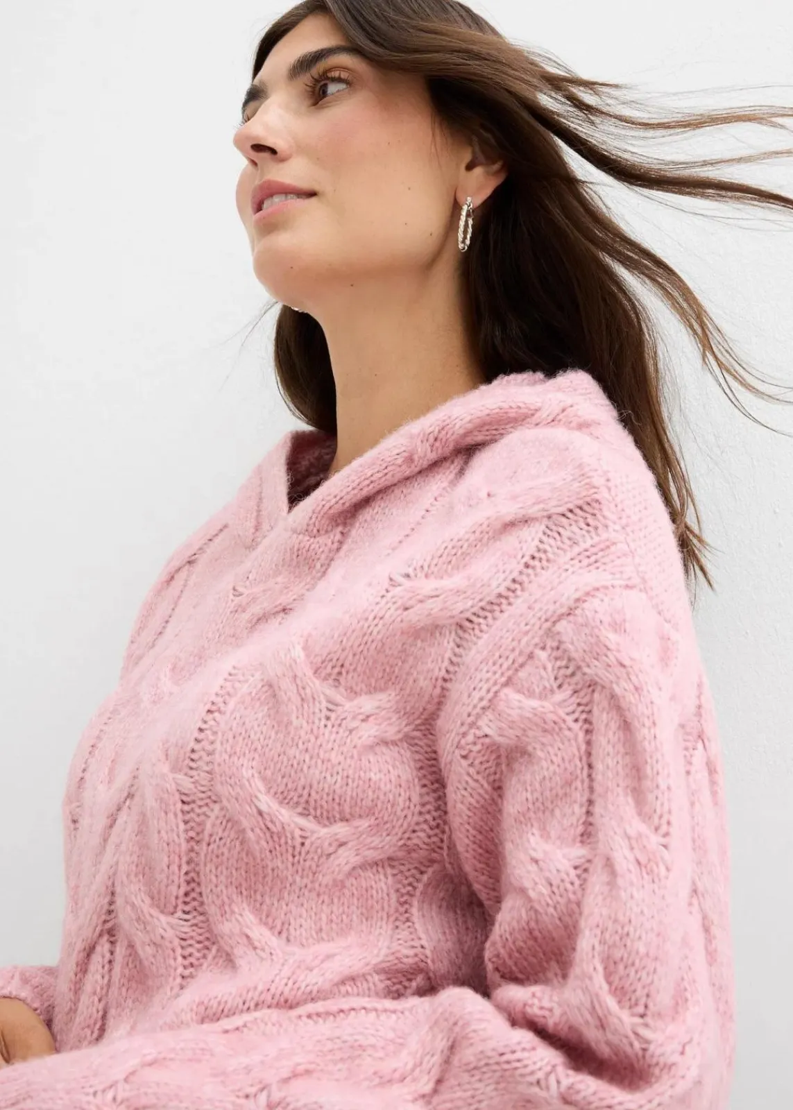 bonprix Strickmode|Pullover & Strickjacken^Grobstrick-Pullover aus weichem Woll-Mix aschrosa