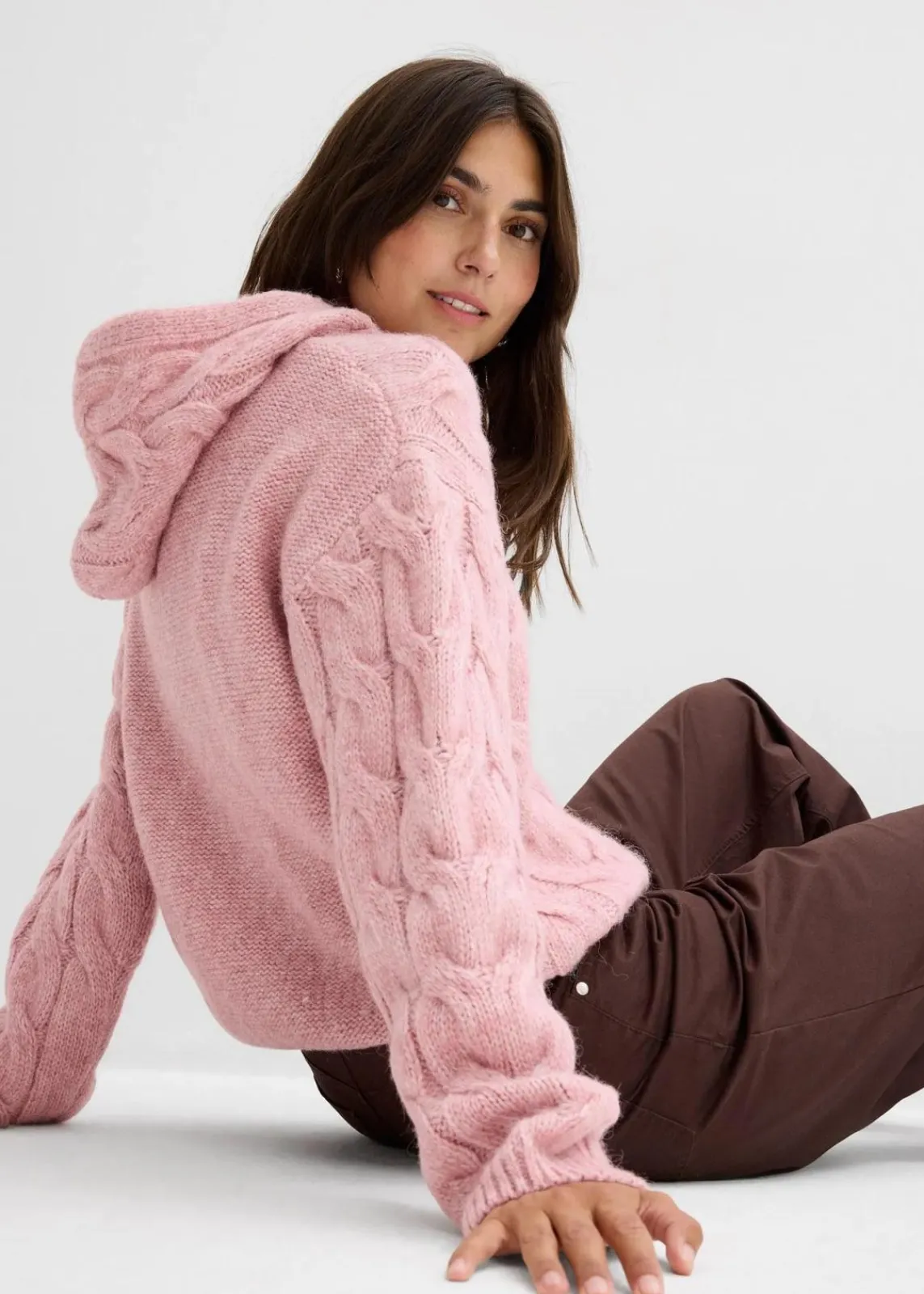 bonprix Strickmode|Pullover & Strickjacken^Grobstrick-Pullover aus weichem Woll-Mix aschrosa