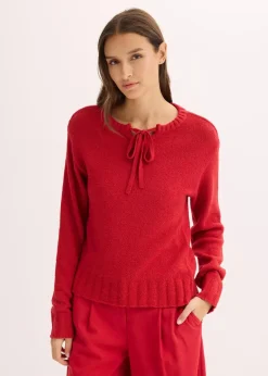 bonprix Bekleidung·Umstandsmode|Bekleidung·Jeans^Grobstrick-Pullover mit Bindelösung chillirot