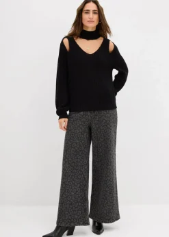 bonprix Strickmode|Pullover & Strickjacken^Grobstrick-Pullover mit Cut-Outs schwarz