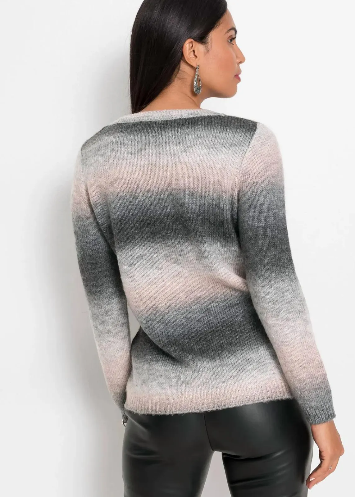 bonprix Bekleidung·Umstandsmode|Bekleidung·Jeans^Grobstrick-Pullover mit Farbverlauf rosa/anthrazit